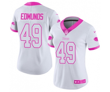 Nike Bills #49 Tremaine Edmunds White Pink Women's Stitched NFL Limited Rush Fashion Jersey