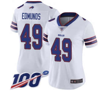 Nike Bills #49 Tremaine Edmunds White Women's Stitched NFL 100th Season Vapor Limited Jersey