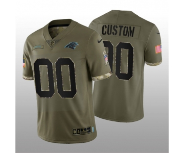 Men's Carolina Panthers ACTIVE PLAYER Custom 2022 Olive Salute To Service Limited Stitched Jersey