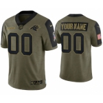 Men's Olive Carolina Panthers ACTIVE PLAYER Custom 2021 Salute To Service Limited Stitched Jersey