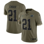 Men's Womens Youth Kids Carolina Panthers #21 Jeremy Chinn Olive 2022 Salute To Service Limited Stitched Jersey
