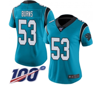 Nike Panthers #53 Brian Burns Blue Alternate Women's Stitched NFL 100th Season Vapor Limited Jersey