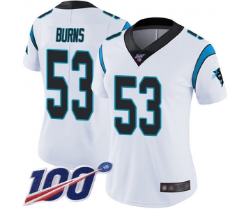 Nike Panthers #53 Brian Burns White Women's Stitched NFL 100th Season Vapor Limited Jersey
