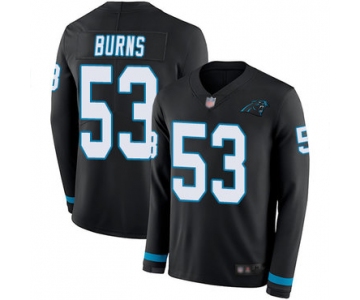 Panthers #53 Brian Burns Black Team Color Men's Stitched Football Limited Therma Long Sleeve Jersey