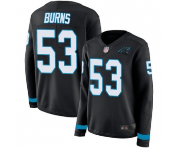 Panthers #53 Brian Burns Black Team Color Women's Stitched Football Limited Therma Long Sleeve Jersey