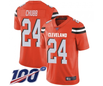 Nike Browns #24 Nick Chubb Orange Alternate Men's Stitched NFL 100th Season Vapor Limited Jersey