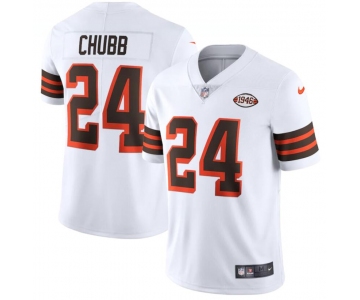 Nike Browns 24 Nick Chubb White 1946 Collection Alternate Vapor Limited Jersey