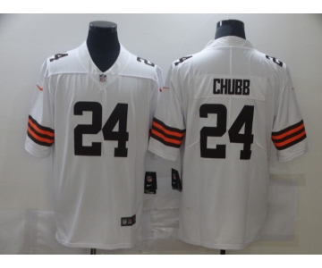 Nike Browns 24 Nick Chubb White 2020 New Vapor Untouchable Limited Jersey