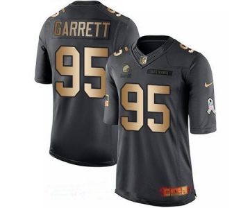Men's Cleveland Browns #95 Myles Garrett Anthracite Gold 2016 Salute To Service Stitched NFL Nike Limited Jersey