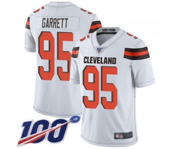 Nike Browns #95 Myles Garrett White Men's Stitched NFL 100th Season Vapor Limited Jersey