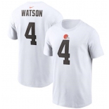 Men's Cleveland Browns #4 Deshaun Watson 2022 White Name & Number T-Shirt