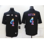 Men's Cleveland Browns #4 Deshaun Watson Black Crucial Catch Limited Stitched Jersey