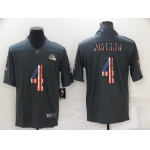 Men's Cleveland Browns #4 Deshaun Watson Grey Salute To Service USA Flag Fashion Limited Stitched Jersey