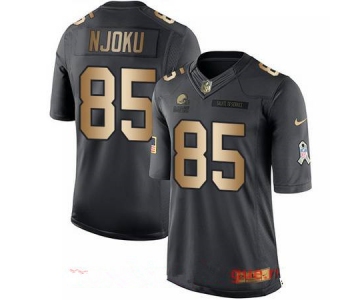 Men's Cleveland Browns #85 David Njoku Anthracite Gold 2016 Salute To Service Stitched NFL Nike Limited Jersey