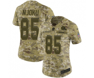 Nike Browns #85 David Njoku Camo Women's Stitched NFL Limited 2018 Salute to Service Jersey