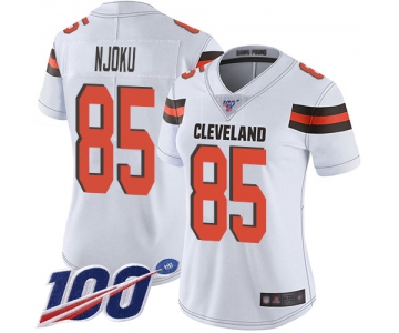 Nike Browns #85 David Njoku White Women's Stitched NFL 100th Season Vapor Limited Jersey