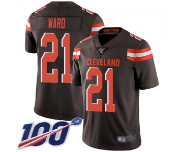 Nike Browns #21 Denzel Ward Brown Team Color Men's Stitched NFL 100th Season Vapor Limited Jersey