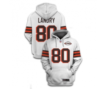 Men's White Cleveland Browns #80 Jarvis Landry 2021 1946 Collection Pullover Hoodie