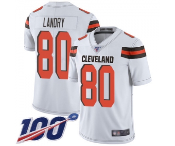 Nike Browns #80 Jarvis Landry White Men's Stitched NFL 100th Season Vapor Limited Jersey