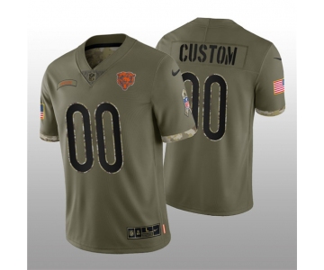 Men's Chicago Bears ACTIVE PLAYER Custom 2022 Olive Salute To Service Limited Stitched Jersey