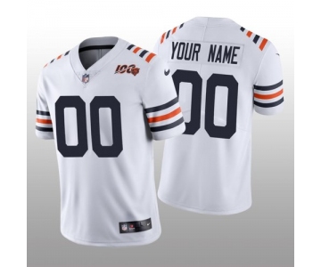 Men's Chicago Bears Custom White Alternate Classic Limited 100th Season Jersey