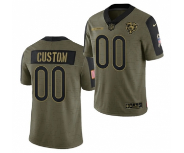 Men's Olive Chicago Bears ACTIVE PLAYER Custom 2021 Salute To Service Limited Stitched Jersey