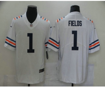 Men's Chicago Bears #1 Justin Fields White 2021 Vapor Untouchable Stitched NFL Nike Alternate Classic Limited Jersey