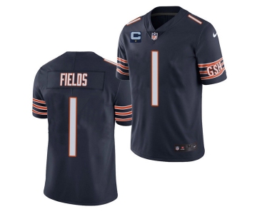 Men's Chicago Bears 2022 #1 Justin Fields Navy With 1-star C Patch Vapor Untouchable Limited Stitched Jersey