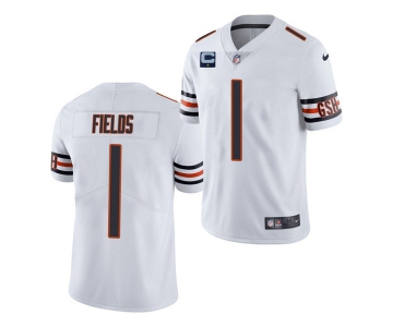 Men's Chicago Bears 2022 #1 Justin Fields White With 1-star C Patch Vapor Untouchable Limited Stitched Jersey