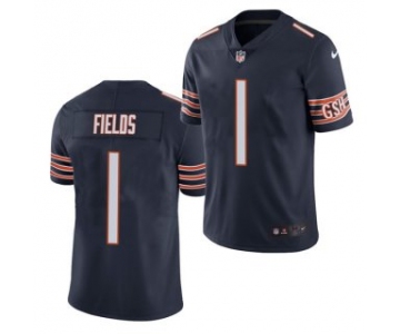 Women's Navy Chicago Bears #1 Justin Fields 2021 NFL Draft Vapor untouchable Limited Stitched Jersey