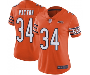 Bears #34 Walter Payton Orange Women's Stitched Football Limited Rush 100th Season Jersey