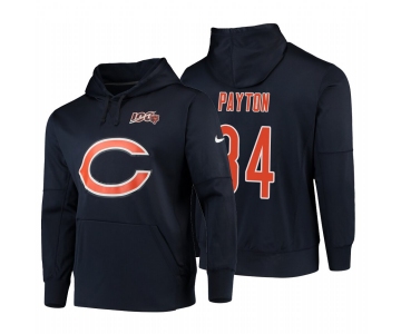 Chicago Bears #34 Walter Payton Nike NFL 100 Primary Logo Circuit Name & Number Pullover Hoodie Navy