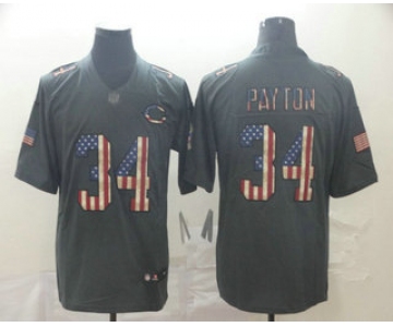 Men's Chicago Bears #34 Walter Payton 2019 Black Salute To Service USA Flag Fashion Limited Jersey
