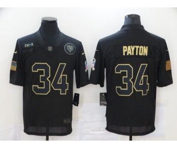Men's Chicago Bears #34 Walter Payton Black 2020 Salute To Service Stitched NFL Nike Limited Jersey