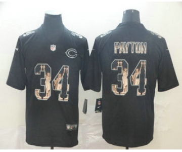Men's Chicago Bears #34 Walter Payton Black Statue Of Liberty Stitched NFL Nike Limited Jersey