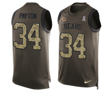 Men's Chicago Bears #34 Walter Payton Green Salute to Service Hot Pressing Player Name & Number Nike NFL Tank Top Jersey