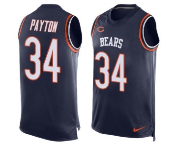 Men's Chicago Bears #34 Walter Payton Navy Blue Hot Pressing Player Name & Number Nike NFL Tank Top Jersey