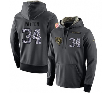 NFL Men's Nike Chicago Bears #34 Walter Payton Stitched Black Anthracite Salute to Service Player Performance Hoodie
