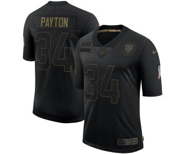 Nike Bears 34 Walter Payton Black 2020 Salute To Service Limited Jersey
