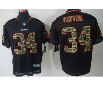 Nike Chicago Bears #34 Walter Payton Black With Camo Elite Jersey