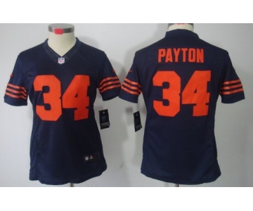 Nike Chicago Bears #34 Walter Payton Blue With Orange Limited Womens Jersey