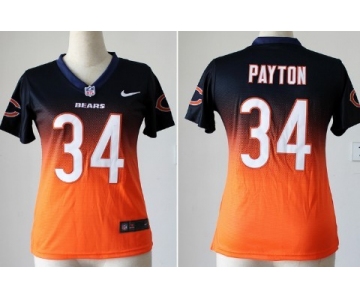 Nike Chicago Bears #34 Walter Payton Blue/Orange Fadeaway Womens Jersey