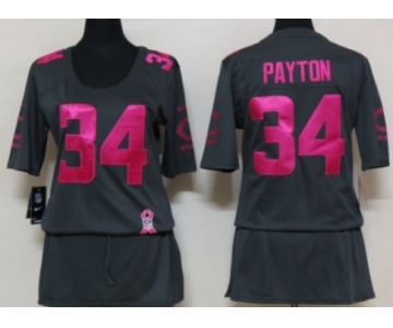 Nike Chicago Bears #34 Walter Payton Breast Cancer Awareness Gray Womens Jersey