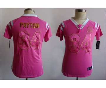 Nike Chicago Bears #34 Walter Payton Drilling Sequins Pink Womens Jersey