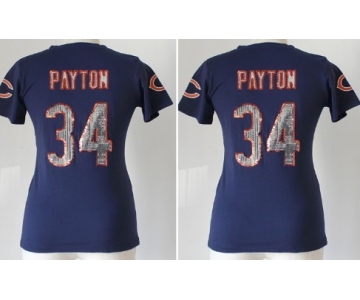 Nike Chicago Bears #34 Walter Payton Handwork Sequin Lettering Fashion Blue Womens Jersey