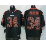 Nike Chicago Bears #34 Walter Payton Lights Out Black Ornamented Elite Jersey