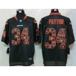 Nike Chicago Bears #34 Walter Payton Lights Out Black Ornamented Elite Jersey