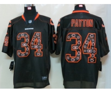 Nike Chicago Bears #34 Walter Payton Lights Out Black Ornamented Elite Jersey