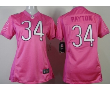 Nike Chicago Bears #34 Walter Payton Pink Love Womens Jersey