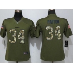 Women's Chicago Bears #34 Walter Payton Retired Player Green Salute to Service NFL Nike Limited Jersey